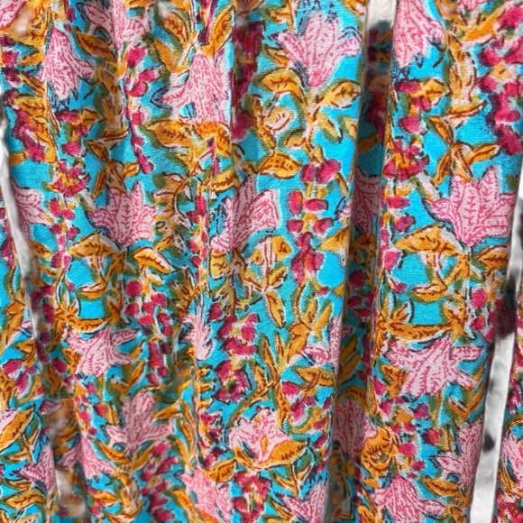 NATURAL LIFE Multicolor Floral Dara V Nexk Tunic Dress with Tassels Size XL - Picture 8 of 9